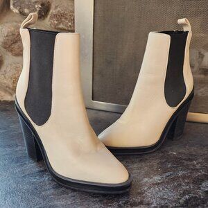Aldo Leather Cream Ankle Stretch Heeled Boots Size 6.5